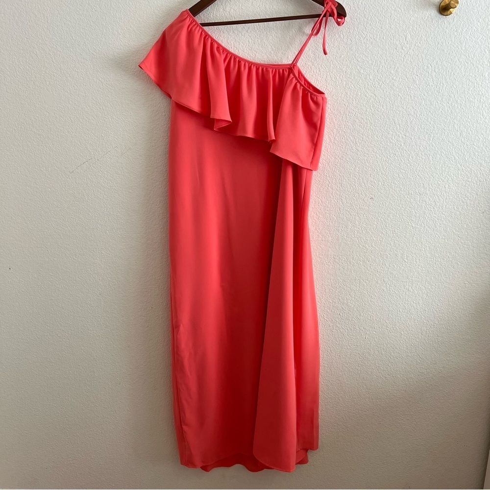 NWT Alex Marie Maternity Coral One Shoulder Dress Large - Picture 4 of 8